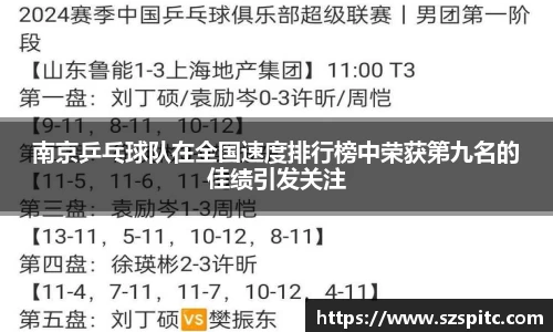 南京乒乓球队在全国速度排行榜中荣获第九名的佳绩引发关注